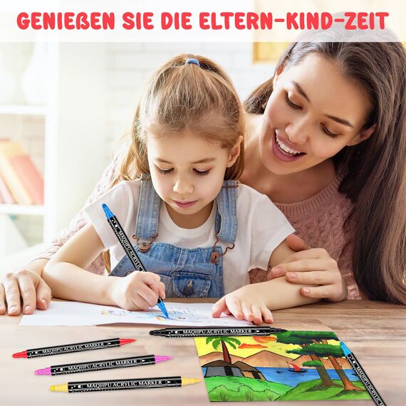 Maqhpu Ostereier zum Bemalen, 36 Farben Acrylstifte für Steine Wasserfest, Steine zum Bemalen Stifte Set, Dual Tip Multimarker Acrylic Marker für Holz, Glas, Papier, Keramik, Basteln Erwachsene Kinder
