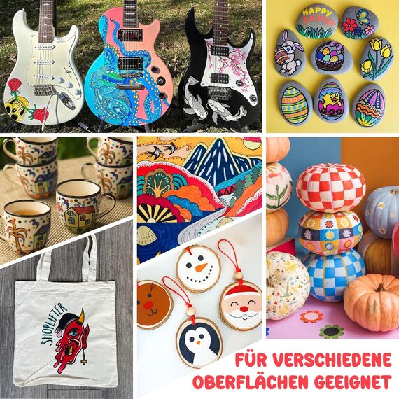 Maqhpu Ostereier zum Bemalen, 24 Farben Acrylstifte für Steine Wasserfest, Steine zum Bemalen Stifte Set, Dual Tip Multimarker Acrylic Marker für Holz, Glas, Papier, Keramik, Basteln Erwachsene Kinder