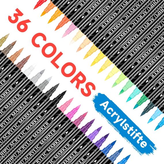 Maqhpu Ostereier zum Bemalen, 36 Farben Acrylstifte für Steine Wasserfest, Steine zum Bemalen Stifte Set, Dual Tip Multimarker Acrylic Marker für Holz, Glas, Papier, Keramik, Basteln Erwachsene Kinder