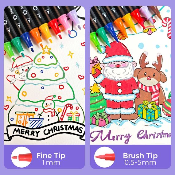 Artecho Dual-Tip Acrylic Paint Pen 120 Colors-Fine Tip and Brush Tip