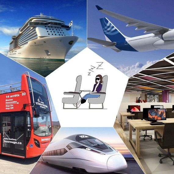 Flugzeug-Fußstütze Aus Premium Memory Foam - Kopf Hängematte, Tragbare Reise Fußstütze, Höhenverstellbar, Handgepäck-Kompatibel - Reiseaccessoires, Schwarz