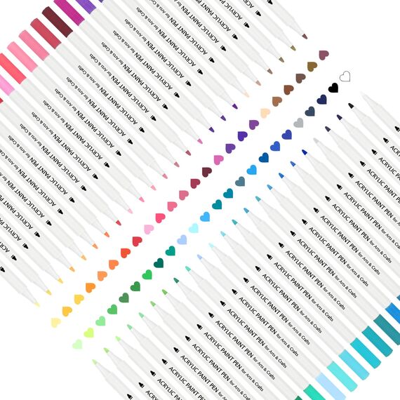 TBC The Best Crafts Acrylstifte für Steine Wasserfest, 48 Farben, Acrylstifte Wasserfest, Steine Bemalen Stifte, Acrylic Paint Marker, Glasmalstifte für Leinwand, Holz, Ostergeschenke Kinder