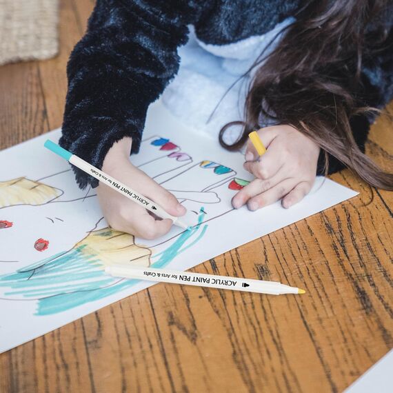 TBC The Best Crafts Acrylstifte für Steine Wasserfest, 24 Farben, Acrylstifte Wasserfest, Steine Bemalen Stifte, Acrylic Paint Marker, Glasmalstifte für Leinwand, Holz, Ostergeschenke Kinder