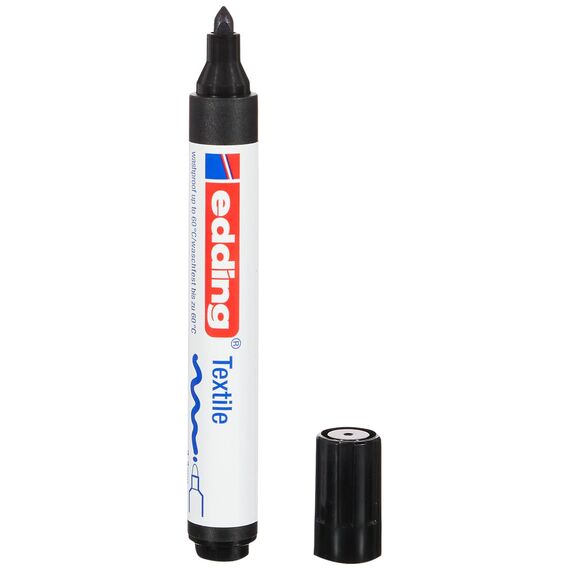 edding 4500 Textilmarker - schwarz - 1 Stift - Rundspitze 2-3 mm - Textilstifte waschmaschinenfest (60 °C) zum Stoff bemalen - Stoffmalstift