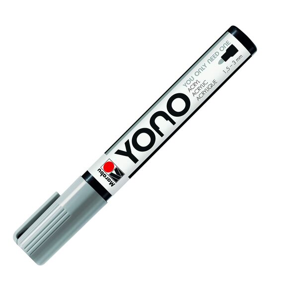 Marabu 12400103078 - YONO Marker, Grau 078, vielseitiger Acrylstift mit japanischer Rundspitze 1,5 - 3 mm, wasserbasiert, lichtecht und wasserfest, für nahezu alle Untergründe