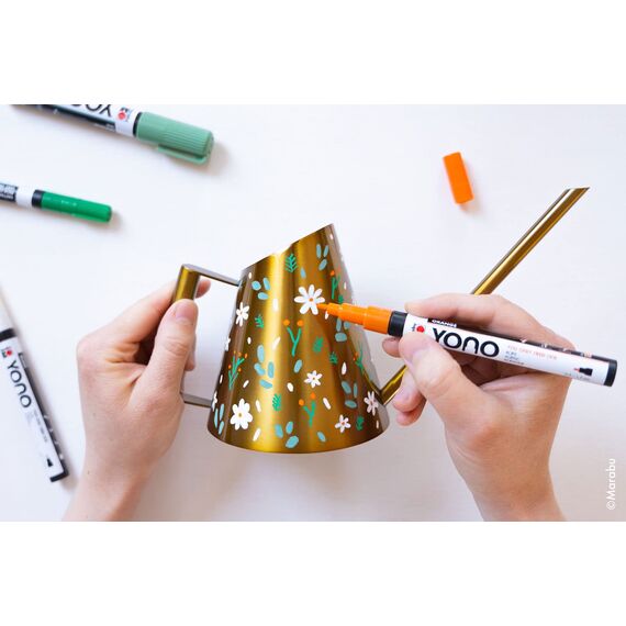 Marabu 12400103321 - YONO Marker, Neon-Gelb 321, vielseitiger Acrylstift mit japanischer Rundspitze 1,5 - 3 mm, wasserbasiert, lichtecht und wasserfest, für nahezu alle Untergründe