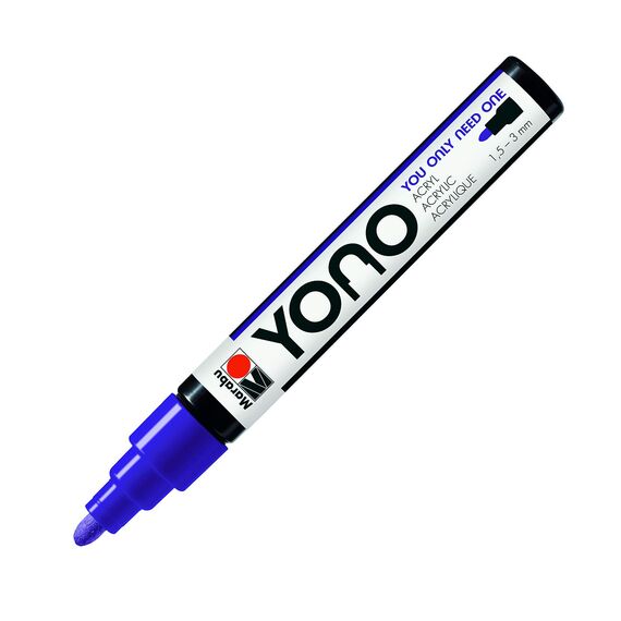 Marabu 12400103251 - YONO Marker, Violett 251, vielseitiger Acrylstift mit japanischer Rundspitze 1,5 - 3 mm, wasserbasiert, lichtecht und wasserfest, für nahezu alle Untergründe