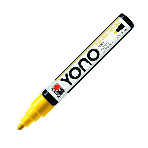 Marabu 12400103019 - YONO Marker, Gelb 019, vielseitiger Acrylstift mit japanischer Rundspitze 1,5 - 3 mm, wasserbasiert, lichtecht und wasserfest, für nahezu alle Untergründe