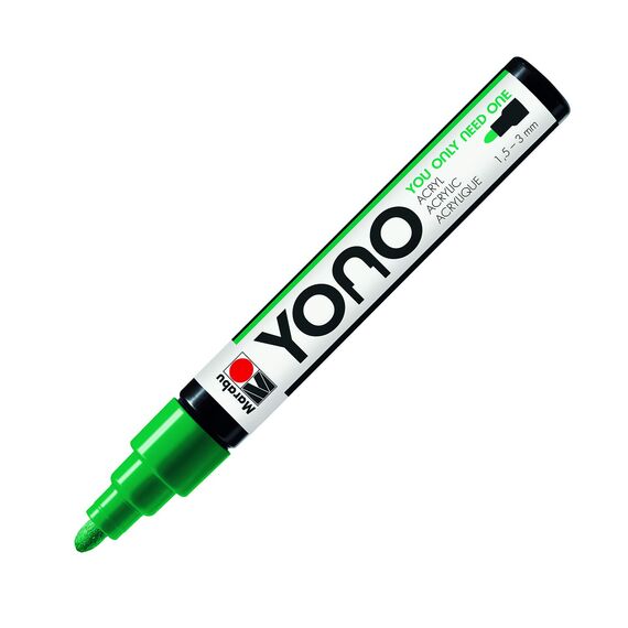 Marabu 12400103067 - YONO Marker, Saftgrün 067, vielseitiger Acrylstift mit japanischer Rundspitze 1,5-3 mm, wasserbasiert, lichtecht und wasserfest, für nahezu alle Untergründe (Packung mit 2)