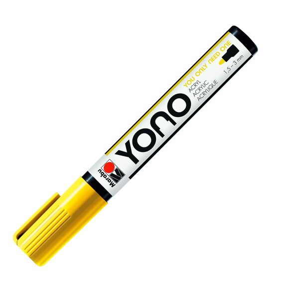 Marabu 12400103019 - YONO Marker, Gelb 019, vielseitiger Acrylstift mit japanischer Rundspitze 1,5 - 3 mm, wasserbasiert, lichtecht und wasserfest, für nahezu alle Untergründe