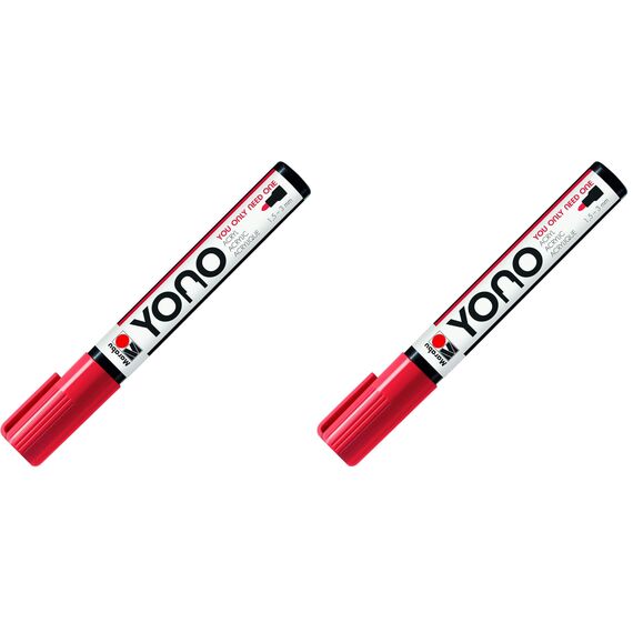 Marabu 12400103125 - YONO Marker, Kirsche 125, vielseitiger Acrylstift mit japanischer Rundspitze 1,5-3 mm, wasserbasiert, lichtecht und wasserfest, für nahezu alle Untergründe (Packung mit 2)