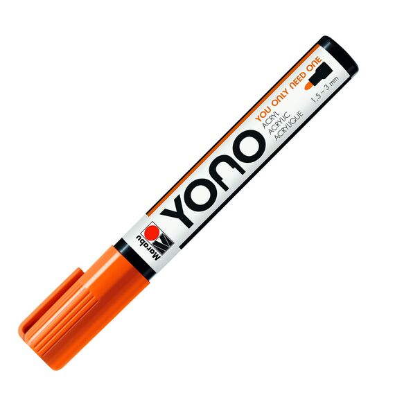 Marabu 12400103013 - YONO Marker, Orange 013, vielseitiger Acrylstift mit japanischer Rundspitze 1,5 - 3 mm, wasserbasiert, lichtecht und wasserfest, für nahezu alle Untergründe