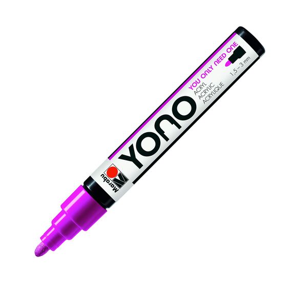 Marabu 12400103014 - YONO Marker, Magenta 014, vielseitiger Acrylstift mit japanischer Rundspitze 1,5 - 3 mm, wasserbasiert, lichtecht und wasserfest, für nahezu alle Untergründe