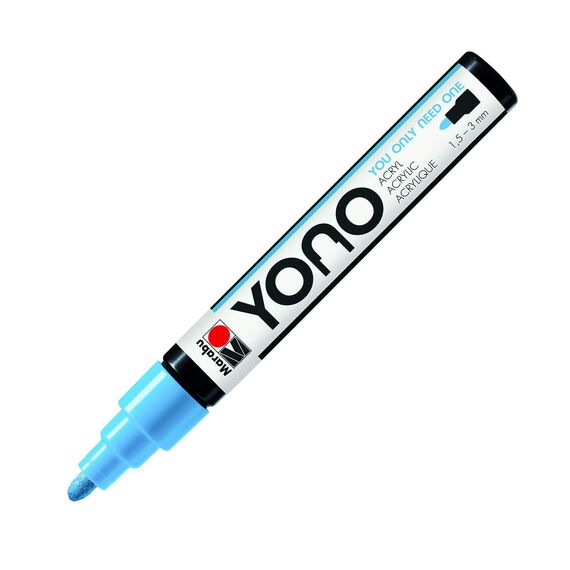 Marabu 12400103256 - YONO Marker, Pastellblau 256, vielseitiger Acrylstift mit japanischer Rundspitze 1,5 - 3 mm, wasserbasiert, lichtecht und wasserfest, für nahezu alle Untergründe
