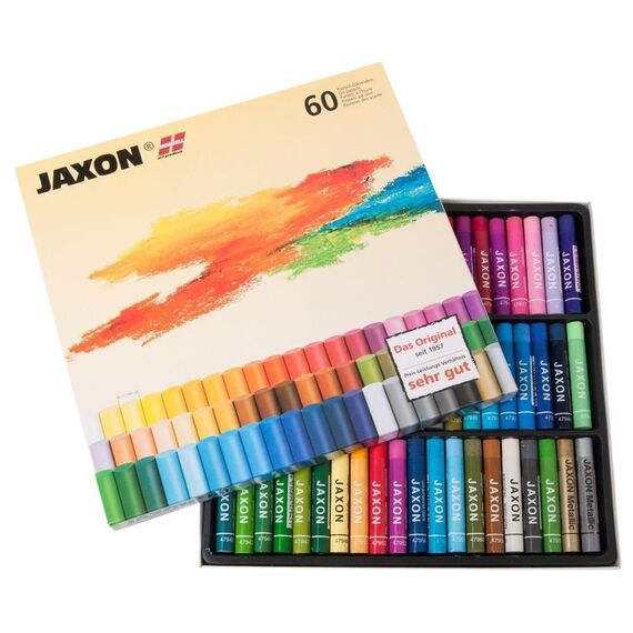 Honsell 47460 - Jaxon Ölpastellkreide, 60er Set im Kartonetui, brillante, lichtechte Farben, ideal für Künstler, Hobbymaler, Kinder, Schule, Kunstunterricht, frei von Schadstoffen