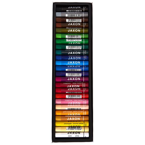 Honsell 47424 - Jaxon Ölpastellkreide, 24er Set im Kartonetui, brillante, lichtechte Farben, ideal für Künstler, Hobbymaler, Kinder, Schule, Kunstunterricht, frei von Schadstoffen