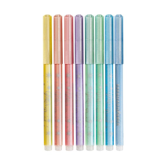 Eberhard Faber 551009 - Glitzer Filzstifte Pastell, 8 Malstifte mit dünner Spitze im Kartonetui