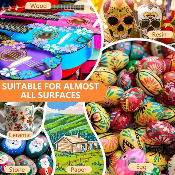 IVSUN 60 Farben Acrylstifte für Steine Wasserfest - Acrylmarker mit feine Spitze und Pinsel für Steine Bemalen Holz Leinwand Keramik Glas, 1-5mm Multimarker Acrylfarben Stifte Set