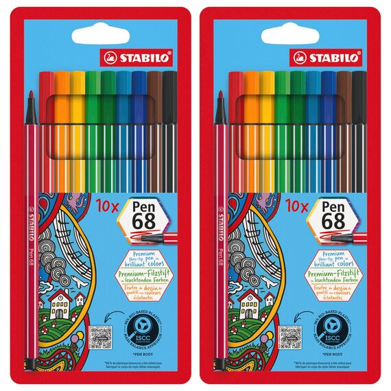 Premium-Filzstift - STABILO Pen 68 - 2x 10er Pack - mit 10 verschiedenen Farben