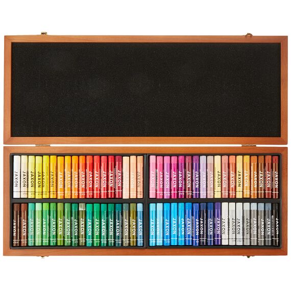 Honsell 47473 - Jaxon Ölpastellkreide, 72er Set im Holzkoffer, brillante, lichtechte Farben, ideal für Künstler, Hobbymaler, Kinder, Schule, Kunstunterricht, frei von Schadstoffen