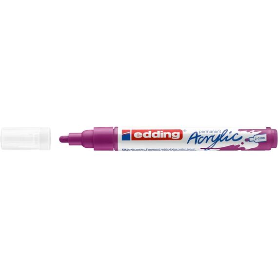 edding 5100 Acrylmarker medium - violett - 1 Acrylstift wasserfest - mittlere Rundspitze 2-3 mm - Acryl Farben zum Malen auf Leinwand, Malpapier und Holz - Acrylstifte für Steine