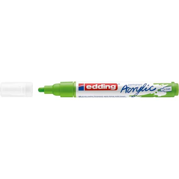 edding 5100 Acrylmarker medium - gelb-grün - 1 Acrylstift wasserfest - mittlere Rundspitze 2-3 mm - Acryl Farben zum Malen auf Leinwand, Malpapier und Holz - Acrylstifte für Steine