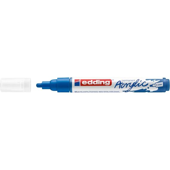 edding 5100 Acrylmarker medium - blau - 1 Acrylstift wasserfest - mittlere Rundspitze 2-3 mm - Acryl Farben zum Malen auf Leinwand, Malpapier und Holz - Acrylstifte für Steine