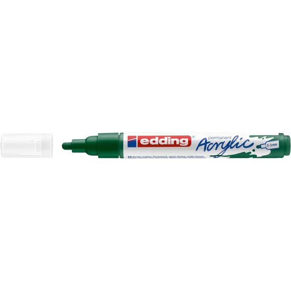 edding 5100 Acrylmarker medium - grün - 1 Acrylstift wasserfest - mittlere Rundspitze 2-3 mm - Acryl Farben zum Malen auf Leinwand, Malpapier und Holz - Acrylstifte für Steine