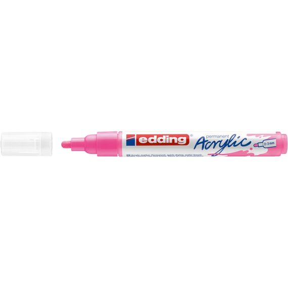 edding 5100 Acrylmarker medium - neon-pink - 1 Acrylstift wasserfest - mittlere Rundspitze 2-3 mm - Acryl Farben zum Malen auf Leinwand, Malpapier und Holz - Acrylstifte für Steine