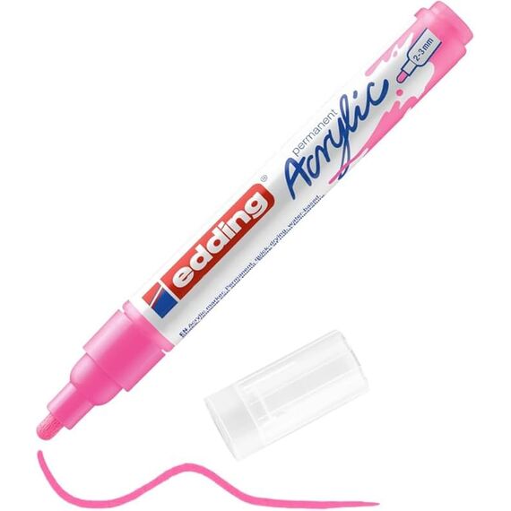edding 5100 Acrylmarker medium - Acrylstift wasserfest - mittlere Rundspitze 2-3 mm - Acryl Farben zum Malen auf Leinwand, Malpapier und Holz (Neon Set)