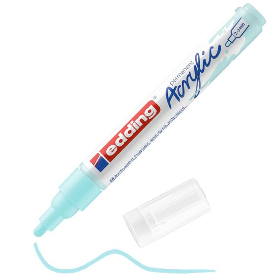 edding 5100 Acrylmarker medium - pastell-blau - 1 Acrylstift wasserfest - mittlere Rundspitze 2-3 mm - Acryl Farben zum Malen auf Leinwand, Malpapier und Holz - Acrylstifte für Steine