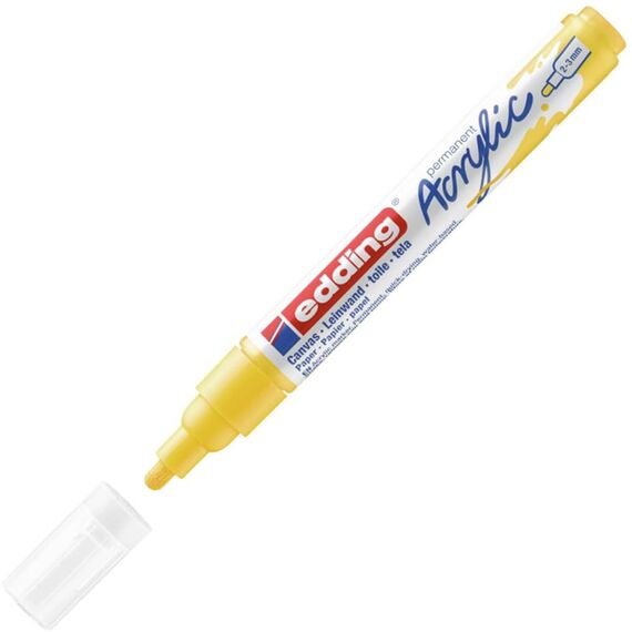edding 5100 Acrylmarker medium - gelb - 1 Acrylstift wasserfest - mittlere Rundspitze 2-3 mm - Acryl Farben zum Malen auf Leinwand, Malpapier und Holz - Acrylstifte für Steine