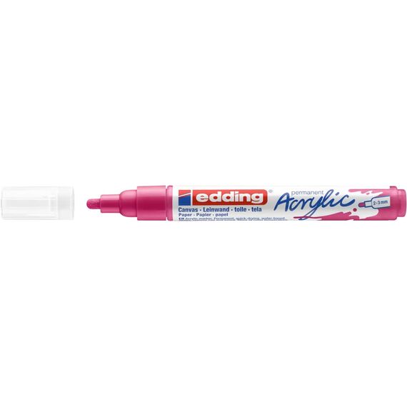 edding 5100 Acrylmarker medium - pink - 1 Acrylstift wasserfest - mittlere Rundspitze 2-3 mm - Acryl Farben zum Malen auf Leinwand, Malpapier und Holz - Acrylstifte für Steine