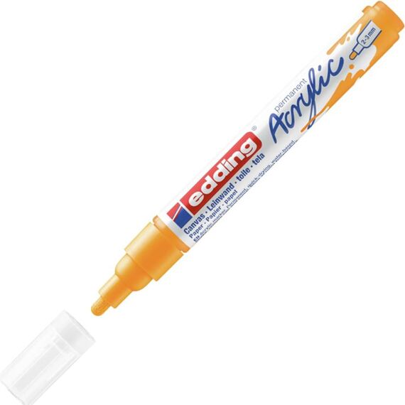 edding 5100 Acrylmarker medium - sonnen-gelb - 1 Acrylstift wasserfest - mittlere Rundspitze 2-3 mm - Acryl Farben zum Malen auf Leinwand, Malpapier und Holz - Acrylstifte für Steine