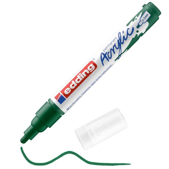 edding 5100 Acrylmarker medium - grün - 1 Acrylstift wasserfest - mittlere Rundspitze 2-3 mm - Acryl Farben zum Malen auf Leinwand, Malpapier und Holz - Acrylstifte für Steine