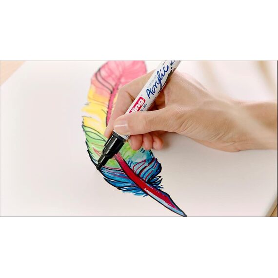 edding 5100 Acrylmarker medium - Acrylstift wasserfest - mittlere Rundspitze 2-3 mm - Acryl Farben zum Malen auf Leinwand, Malpapier und Holz (Neon Set)