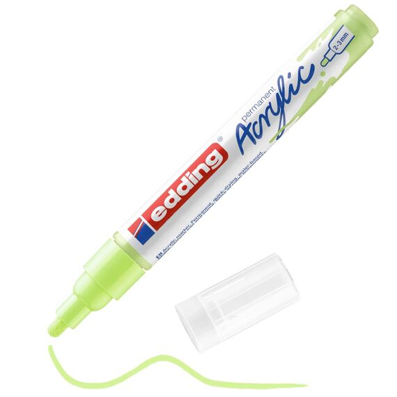 edding 5100 Acrylmarker medium - pastell-grün - 1 Acrylstift wasserfest - mittlere Rundspitze 2-3 mm - Acryl Farben zum Malen auf Leinwand, Malpapier und Holz - Acrylstifte für Steine