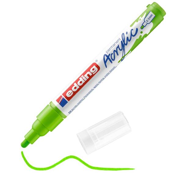 edding 5100 Acrylmarker medium - gelb-grün - 1 Acrylstift wasserfest - mittlere Rundspitze 2-3 mm - Acryl Farben zum Malen auf Leinwand, Malpapier und Holz - Acrylstifte für Steine