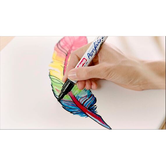 edding 5100 Acrylmarker medium - Acrylstift wasserfest - mittlere Rundspitze 2-3 mm - Acryl Farben zum Malen auf Leinwand, Malpapier und Holz (Verkehrsweiß matt)