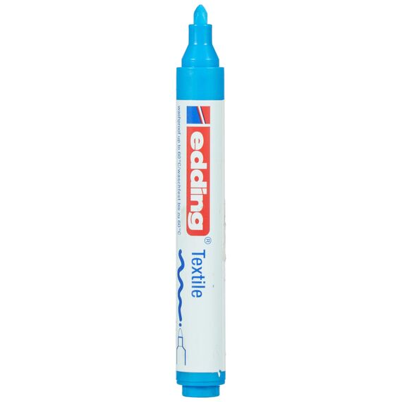 edding 4500 Textilmarker - hell-blau - 1 Stift - Rundspitze 2-3 mm - Textilstifte waschmaschinenfest (60 °C) zum Stoff bemalen - Stoffmalstift