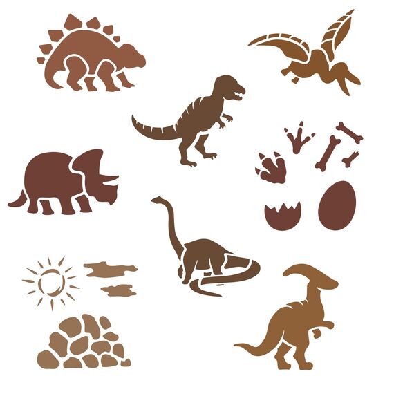 NAKLEO Schablonen Malen für Kinder, 8 Stück Set 15x15cm Dinosaurier, Kinder Kreatives Zeichenschablonen, Kunststoff Wiederverwendbar Malschablone DIY Handwerk, Papier Wand Holz Stoff