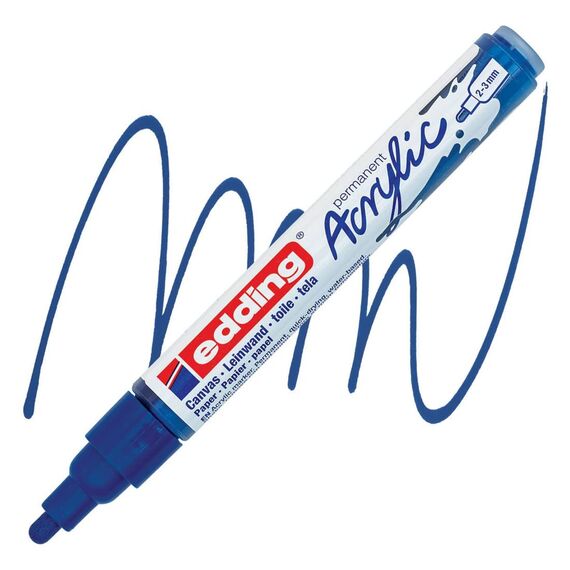 edding 5100 Acrylmarker medium - dunkel-blau - 1 Acrylstift wasserfest - mittlere Rundspitze 2-3 mm - Acryl Farben zum Malen auf Leinwand, Malpapier und Holz - Acrylstifte für Steine