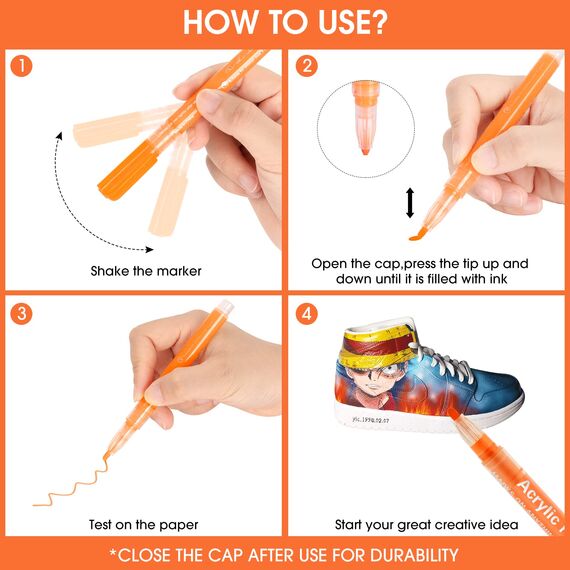 Droaful Acrylstifte für Steine Wasserfest-48 Pc Acrylstifte für Holz, Felsmalerei, Stein, Keramik, Glas,Stoff, Leinwand, Porzellan, Metall, Wasserbasis Schnell Trocknend Ungiftig und Geruchlos