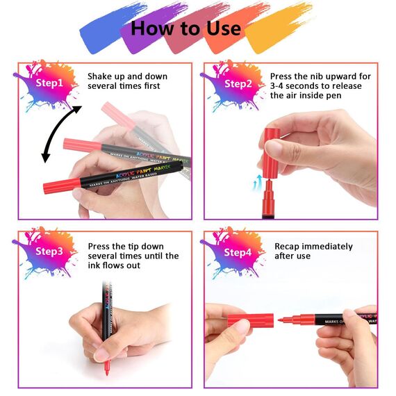 Goffii Acryl-Farbstifte, 18 Farben, permanenter Markierungsstift für Stein, Glas, Kunsthandwerk, Keramik, Kieselsteine, Stein, Stoff, Holz, Leinwandmalerei. Kunst- und Bastelsets für Kinder 0,7 mm