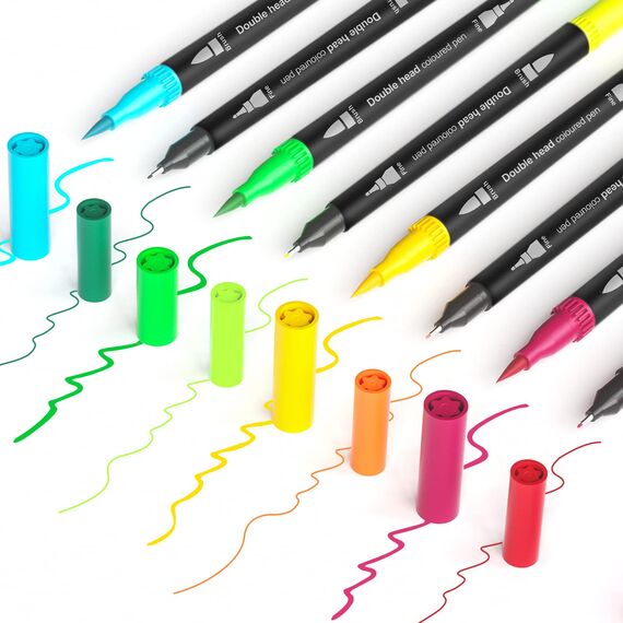 FURNIZONE Filzstifte Doppelseitig 72 Farben Dual Brush Pen Set Brush Marker Pinselstifte Journal Zubehör Stifte für Handlettering Ausmalen Erwachsene