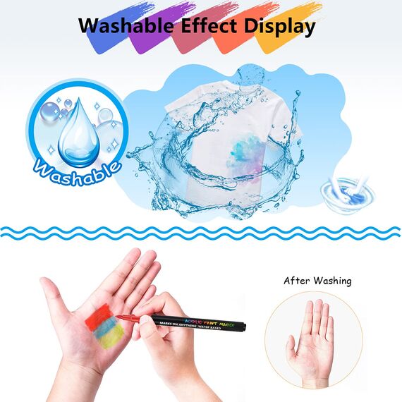 Goffii Acryl-Farbstifte, 18 Farben, permanenter Markierungsstift für Stein, Glas, Kunsthandwerk, Keramik, Kieselsteine, Stein, Stoff, Holz, Leinwandmalerei. Kunst- und Bastelsets für Kinder 0,7 mm