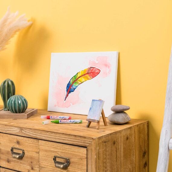 edding 5100 Acrylmarker medium - neon-gelb - 1 Acrylstift wasserfest - mittlere Rundspitze 2-3 mm - Acryl Farben zum Malen auf Leinwand, Malpapier und Holz - Acrylstifte für Steine