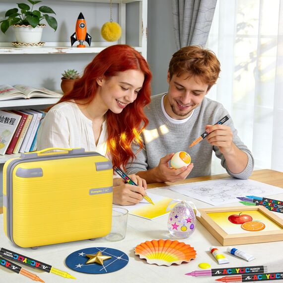 Laconile 360 Farben Acrylstifte für Steine wasserfest mit Portable Suitcase – Direktfließende Acrylic Paint Marker, Stifte für Steine bemalen für Stein, Holz, Glas, Leinwand, Keramik & Stoff