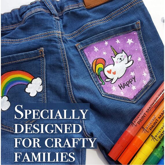 Artistro Acrylstifte, Acryl Stifte zum Bemalen von Steinen, Felsen, Keramik, Glas, Holz, Stoff, Leinwand, Porzellan, Metall, 12-er Set Acryl Marker Medium Spitze (2mm)