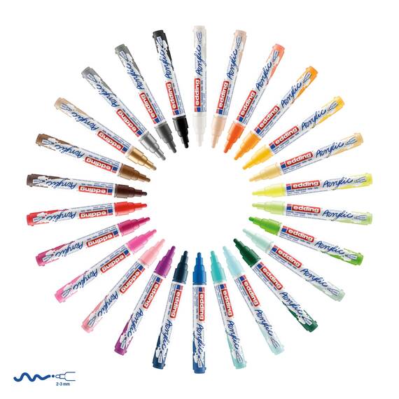 edding 5100 Acrylmarker medium - gelb-grün - 1 Acrylstift wasserfest - mittlere Rundspitze 2-3 mm - Acryl Farben zum Malen auf Leinwand, Malpapier und Holz - Acrylstifte für Steine
